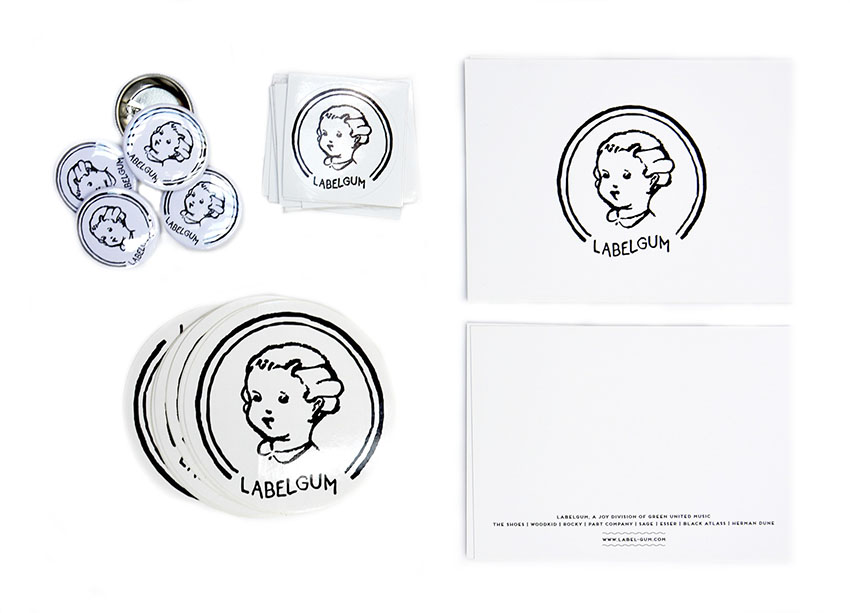 labelgum identite marque musique label branding stationary cartes commerciales entreprise stickers badge julie politi graphiste