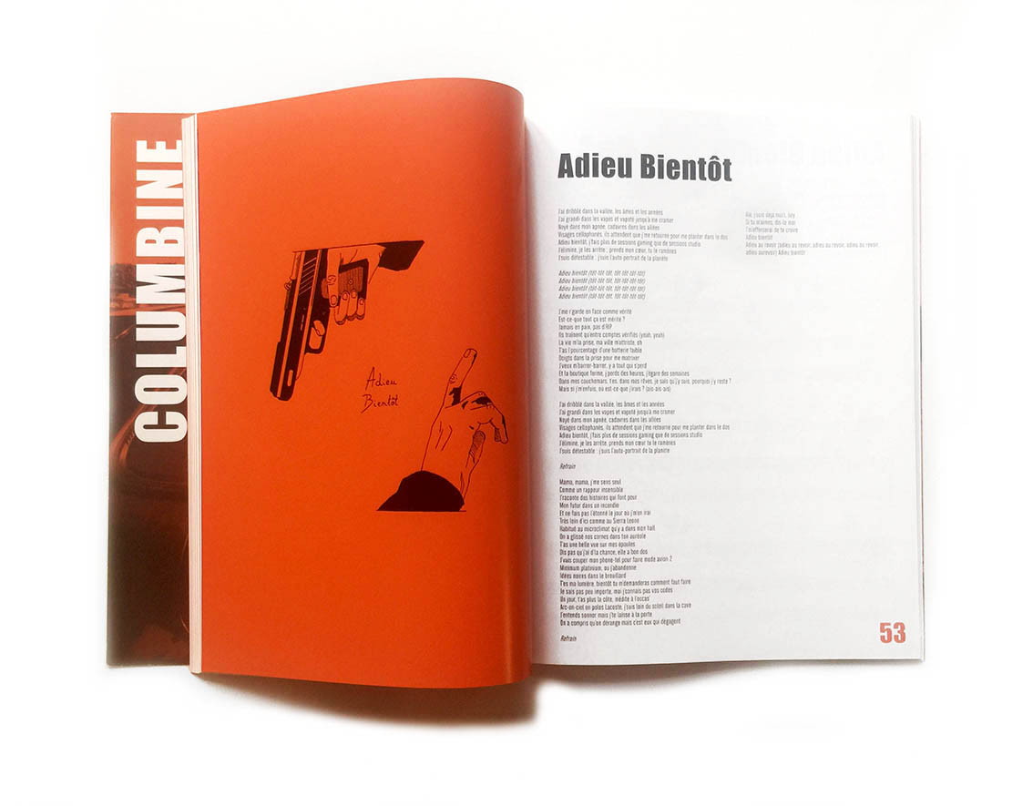 Songbook columbine adieu bientot 104 pages creation direction artistique maquette julie politi graphiste graphisme print