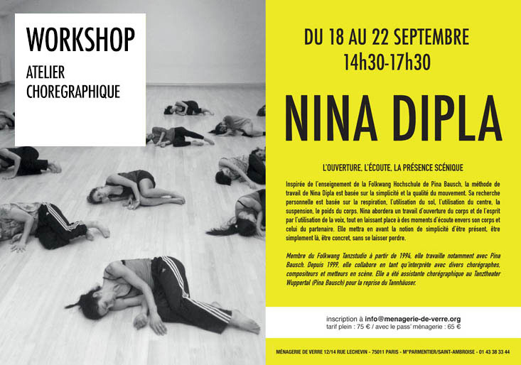 charte graphique pedagogie menagerie de verre danse creation contemporain art workshop affiche nina dipla