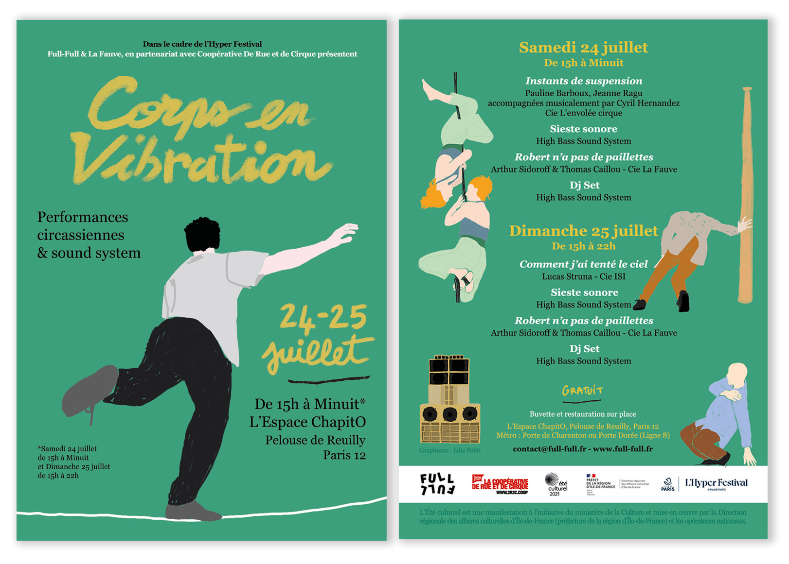 flyer full full festival corps vibration cirque performance vivant graphisme illustration julie politi